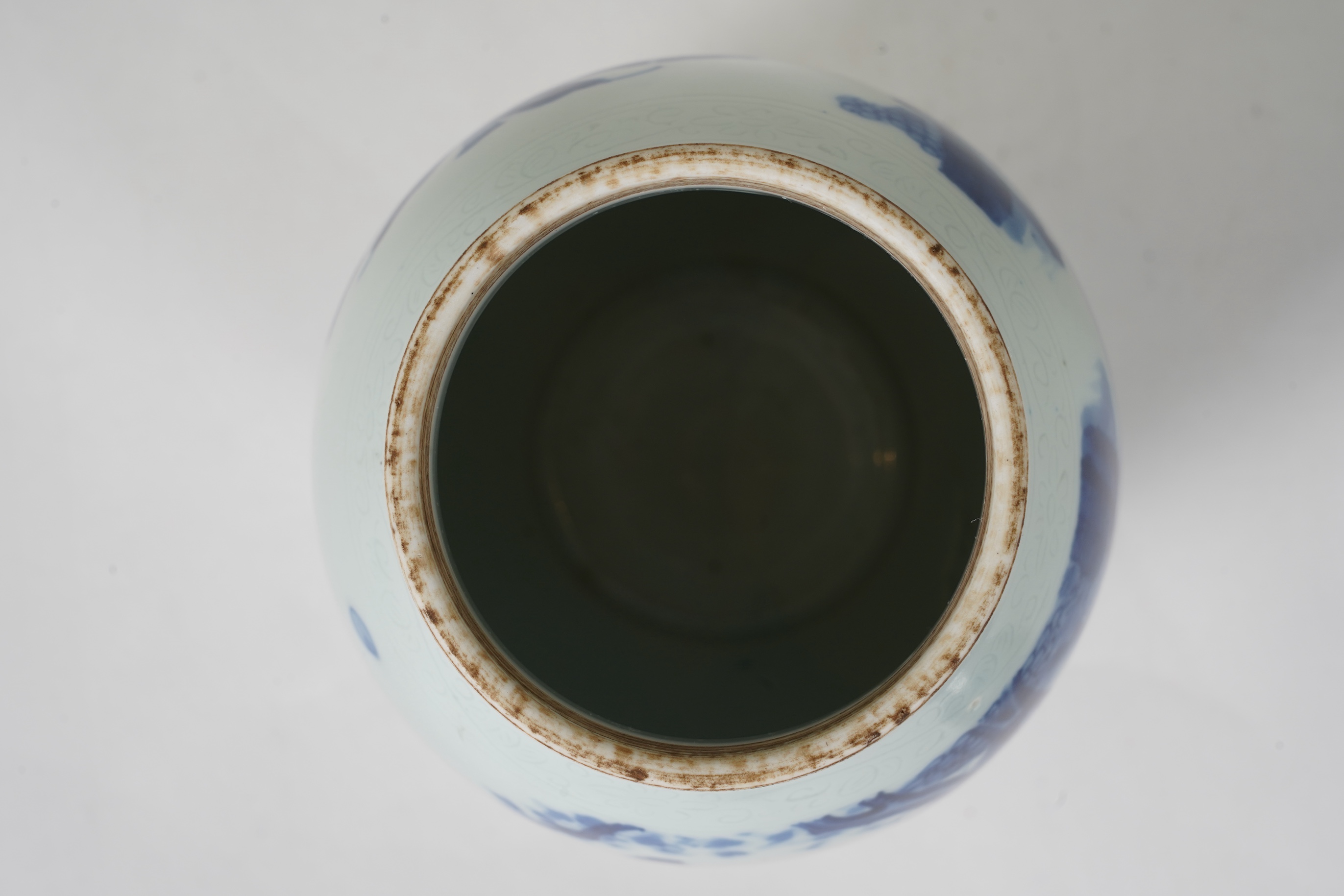 A Chinese blue and white ‘figures in garden’ jar and cover, Chongzhen or later